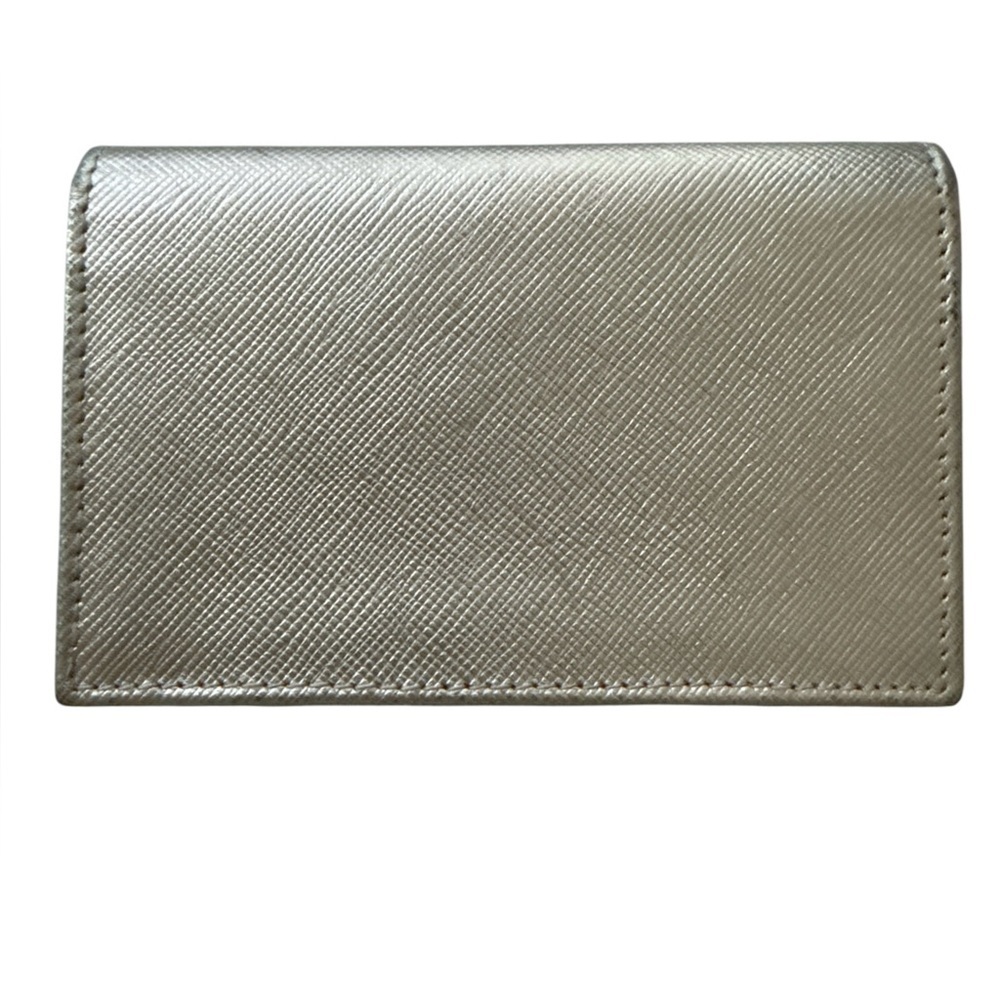 PRADA Saffiano Leather Card Case Wallet Metallic Silver Made in Italy - Picture 4 of 10